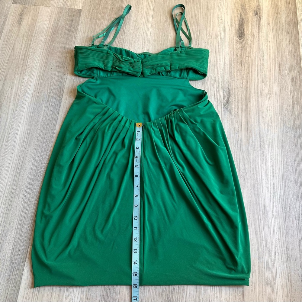 BCBGMaxazria Medium Emerald Green Open Back Mini Dress Strapless Straps - Picture 15 of 16